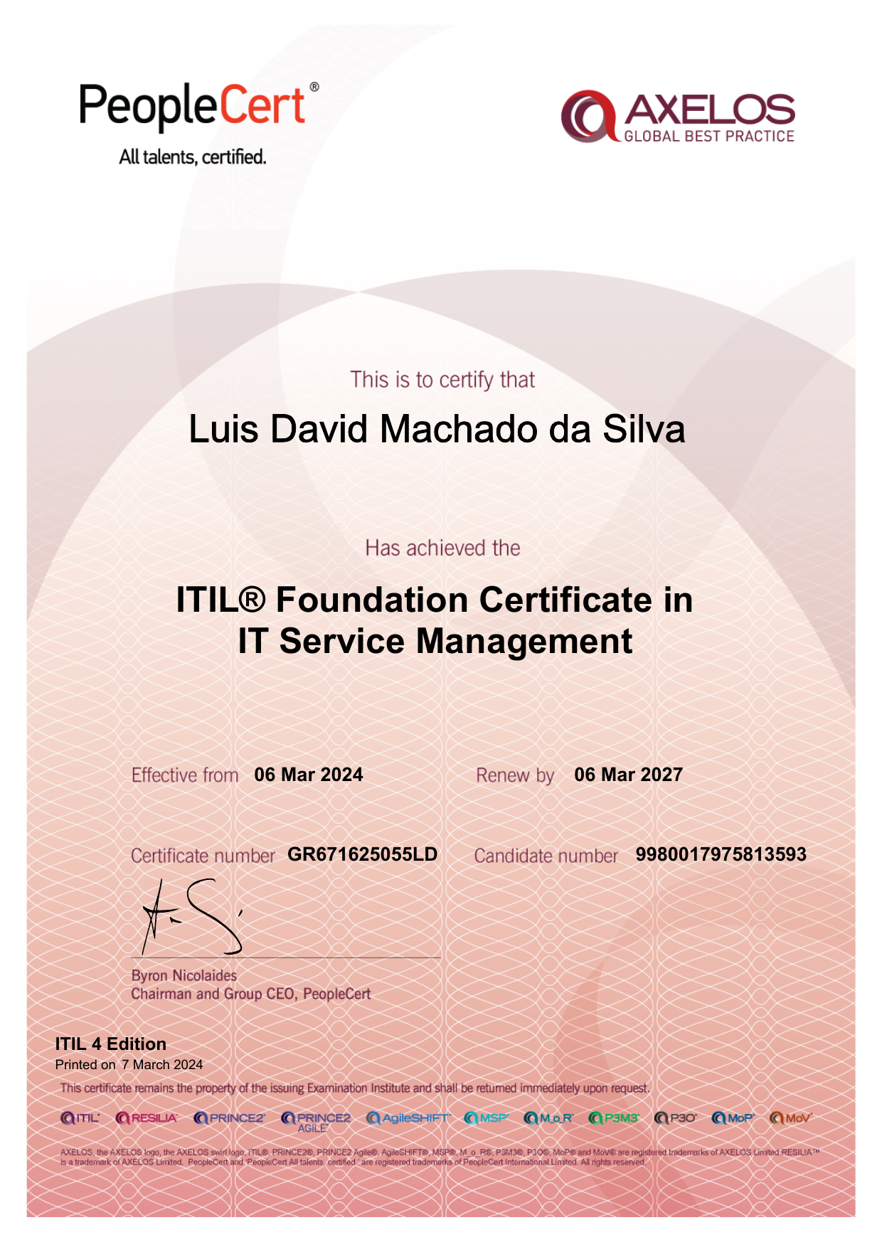 Certificado ITIL 4 Foundation